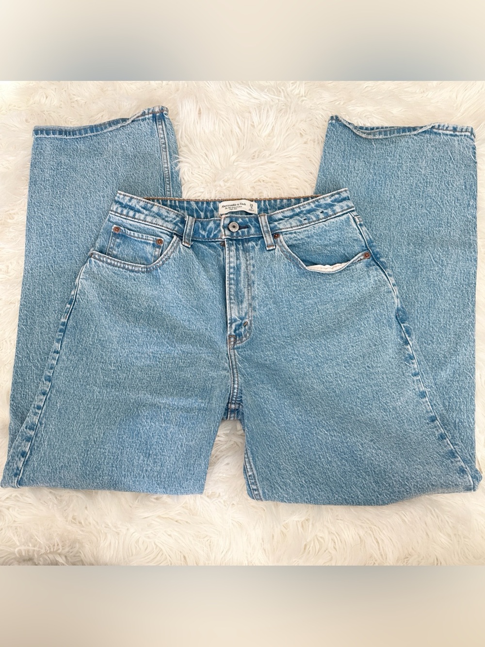 Abercrombie & Fitch Light Blue High-Rise Straight Jeans